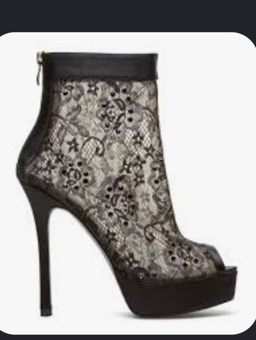 Madison By Shoe Dazzle Black Lace Peep-Toe Stiletto Bootie High Heels Size 7